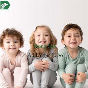 Abbigliamento per neonati <span class=keywords><strong>vestiti</strong></span> per neonati in tessuto naturale tinta unita maniche lunghe con volant 1 pigiama in bambù con cerniera per bambini - Product Image 5