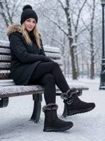 Bottes de neige de luxe ultra-légères à semelle en PU pour femmes, bottines d'hiver imperméables avec fermeture éclair latérale et doublure en fausse fourrure, chaussures résistantes à la pluie