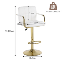 Tabouret de bar pivotant moderne de haute qualité, dossier carré doré avec fonction réglable pour la maison, l'hôtel, la salle à manger ou le salon