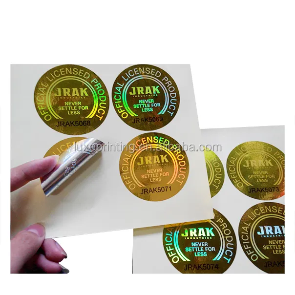 Label hologram kustom efek pelangi stiker keamanan produk holografik keseluruhan dijual