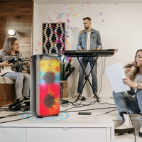Altavoces Karaoke Inalámbricos de 8 Pulgadas con Woofer de 40W LED de un Solo Color, Batería de 4500mAh, Micrófono Integrado, para Teléfono Móvil, Computadora y Hogar