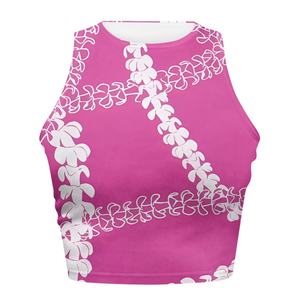 Top corto sexy de mujer polinesia de suministro de fábrica personalizado, camiseta sin mangas corta de estilo vintage con cuello redondo, chaleco trasero sin mangas - Product Image 2