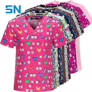 Chất Lượng Tốt Y Tế Nha Khoa Tops Đồng Phục Cao Cấp Y Tá Tẩy Tế Bào Chết Mô Hình Polyester Cotton Vải Thoáng Khí Tẩy Tế Bào Chết Với Túi