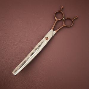 กรรไกรตัดผมโค้งขนาด 7.25 นิ้ว สแตนเลส 440C ด้ามจับสีบรอนซ์ ด้ามยาว - Product Image 2