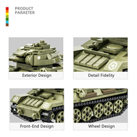 Wange 4514 T-34-85 Tank Medium Senjata Berat Blok Perakitan Model Mainan Edukasi Anak Set Blok Bangunan Koleksi Mainan