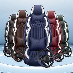 Fundas de Asiento de Coche Universales de Cuero Impermeable, Estilo Ejecutivo, con Funda para Volante, Protección Interior del Vehículo, Gran Venta - Product Image 1