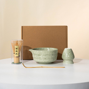 Japandi Keramik Matcha-Zeremonie-Set Rosa Matcha-Schale mit Ausgießer 100-Zinken-Bambusbesen Professionelles 7-teiliges Matcha-Geschenkset - Product Image 3