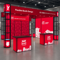 Kit de stand lumineux en tissu SEG intégré avec comptoir rétroéclairé par LED, cadre modulaire en aluminium pour stand d'exposition de produits alimentaires