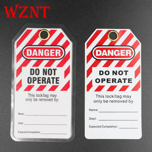 Etiquetas de seguridad de bloqueo eléctrico de <span class=keywords><strong>peligro</strong></span> de advertencia de aislamiento rojo y blanco de PVC personalizadas con desbloqueo de llave con certificación CE - Product Image 3