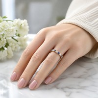 Bague Éternité en Argent Sterling 925 avec Moissanite, Poids Total 2,7g, Style Tendance, Modèle MS-JZ223 pour Fiançailles/Mariage