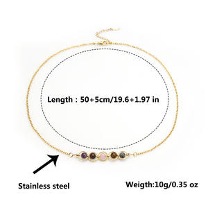Collar de moda de acero inoxidable para mujer, collar de 12 zodiacos, nueva amatista, <span class=keywords><strong>Ojo</strong></span> de Tigre, piedra, vaina de guisante, cadena de eslabones <span class=keywords><strong>en</strong></span> forma de clavícula, regalo - Product Image 5