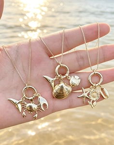 Wholesale Jewelry Style Shell Starfish Crab Charm <b>Chain</b> Jewelry for Women Pendant Necklace - Product Image 5