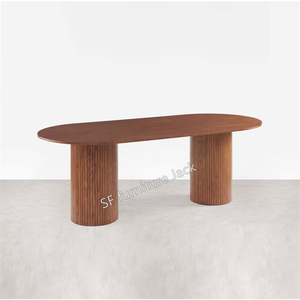 Nhà Máy Nóng Bán La Mã Trụ Cột Hình Bầu Dục Rắn Gỗ Bàn Ăn Mỹ Sồi Tro Óc Chó Gỗ Tếch Rắn Gỗ Hình Bầu Dục Bằng Gỗ Bàn Ăn - Product Image 3