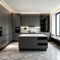 Armário de Cozinha Moderno Italiano Personalizado de Luxo Minimalista Ecológico com Acabamento de Alto Brilho e Sem Puxadores