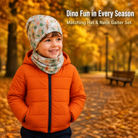 Ensemble 2 pièces bonnet et cache-cou tricoté pour enfants, motif animal de dessin animé, pour le ski et les activités de plein air, avec logo personnalisé, en jersey bouclé 100% coton, chaud