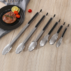 Plump Stainless Steel Steak Tongs 430 Heat Resistant Long Handle Barbecue Grilling Kitchen Food Clips Plum Blossom Shape - Product Image 1