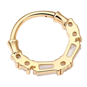 Piercing Stories 14K amarillo oro sólido frente claro CZs nariz tabique anillo hélice aro Piercing joyería - Product Image 2