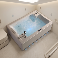 Baignoire Balnéo Intérieure Orientée Bien-être, Spa Jeté Autoportant pour 2 Personnes, Hydrothérapie Douce, Idéale pour Salon de Bien-être