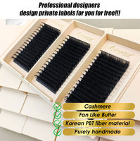 Lashestar Extensions de Cils Marque Privée en Plateaux, Vente en Gros, Noir Foncé Mat, Vison Cachemire, Cils Individuels