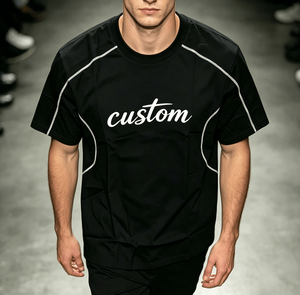 Camiseta Personalizada de Manga Corta con Cuello Redondo para Hombre, Estampado de Letras, Estilo Casual Urbano para Verano - Product Image 1