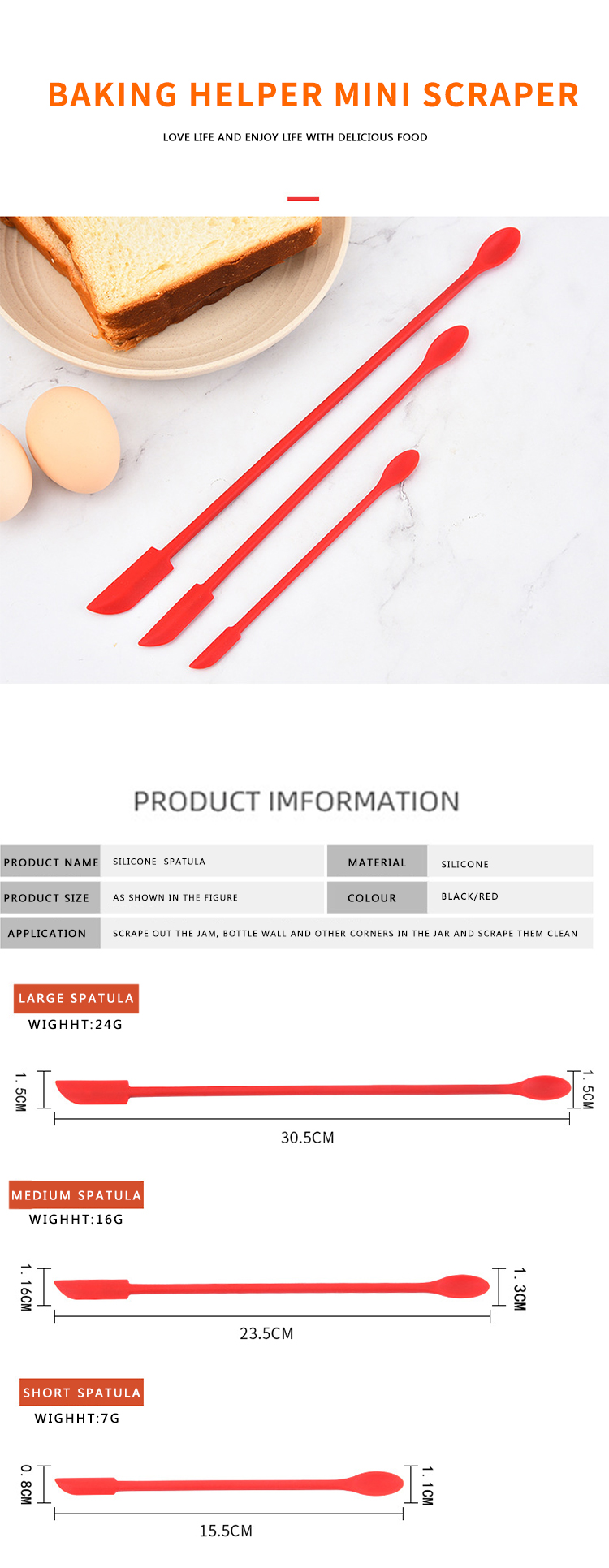 AMAZON SALES SILICONE KITCHEN ACCESSORIES KITCHEN UTENSILS BAKING TOOLS MINI JAM SPATULA MULTI-FUNCTION SILICONE SCRAPER SPATULA