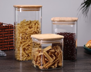 Bocaux de rangement en verre borosilicate scellés avec couvercle en bambou, empilables, pour l'organisation des aliments, du café et des céréales - Product Image 4