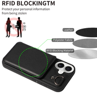 Étui de téléphone portable antichoc pour iPhone 16, avec 3 emplacements pour cartes et poche pour espèces, blocage RFID, avec cordon et béquille, vente en gros