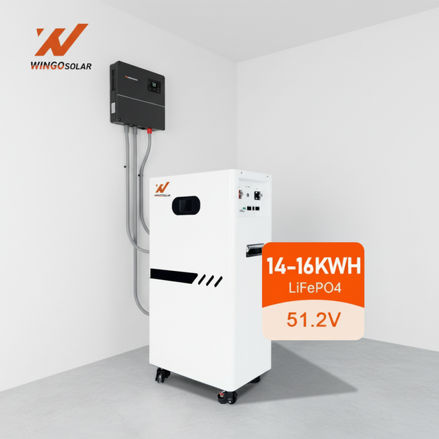Wingosolar LFP Battery 15kWh 16kWh 51.2V 280Ah 314Ah IP65 Stackable Wheel Type Solar Lithium Battery for Solar Storage System