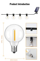 Guirnalda de Luces LED Solares G40 de 25 Pies, 50 Pies, 60 Pies, Resistentes al Agua y a las Caídas, con Control Remoto, para Decoración de Fiestas Navideñas y Festivales