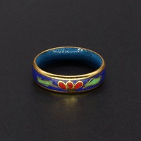 Bague en cuivre plaqué or vintage de coupe ovale en émail cloisonné, artisanat chinois caractéristique, cadeau en gros 2024