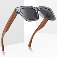 Lunettes de soleil polarisées carrées classiques 2026 pour hommes, monture intégrale, branches en bois, style rétro, monture surdimensionnée