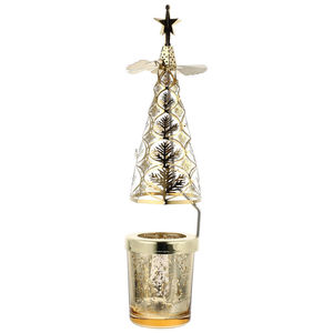 BestAlice Bougeoir Photophore En Forme D'arbre De Noël, Bougeoirs En Métal, Alliage D'aluminium Doré, Chandelier Exquis Pour Arbre De Noël, Table De
