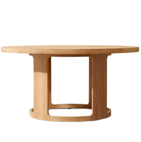 Table de salle à manger ronde en teck massif, design contemporain pour jardin, patio, balcon, cour, restaurant, hôtel, sur mesure