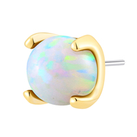 Métal éternel Style classique 14K solide synthétique blanc opale boule Cartilage bijoux Push-In sans fil extrémités Piercing bijoux
