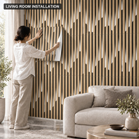 Papier peint autocollant à motif de lattes de bois clair 60x60cm avec surface en PET et mousse IXPE pour murs intérieurs