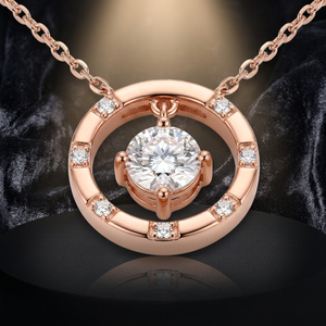 Collar con Colgante Circular de Oro Rosa de 18K Chapado en Rodio, Cadena de Eslabones de Plata, Circonita Cúbica 5A, Amuleto para Mujer, Unisex, Regalo de Compromiso - Product Image 2