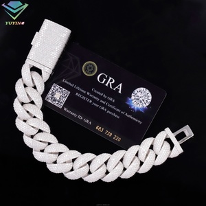 Pulsera Cubana de Diamantes Yy Rts de 22 mm, Pulseras de Moissanita Vvs con Incrustaciones, Pulseras de Plata de Ley 925, Joyería Fina para Hombre - Product Image 3