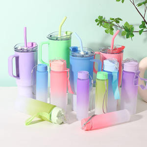 Vaso de viaje tripartito para exteriores personalizado de 260Ml, 750ml, 1200ml, con mango minimalista de vasos de plástico para beber directamente para tapa de paja - Product Image 3