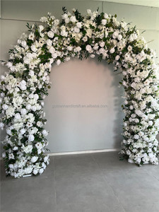 Arco Floreale Rotondo Personalizzato Verde Scuro con Rose di Seta e Amaranto, Decorazione Verde <span class=keywords><strong>Colorata</strong></span> - Product Image 5