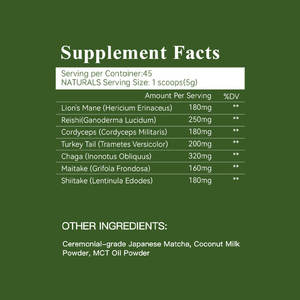 Supplément de thé Matcha améliorer l'immunité de soutien de la mémoire <span class=keywords><strong>cognitive</strong></span> promouvoir la santé intestinale améliorer l'humeur stimuler la poudre de Matcha aux champignons - Product Image 3
