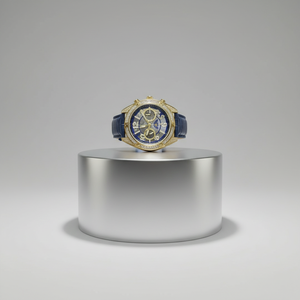 Reloj de Lujo para Hombre de Plata 925, Esfera Azul, Cuarzo Analógico, Diseño de Diseñador, Reloj de Pulsera Plateado con Bisel con Incrustaciones de Piedras - Product Image 3