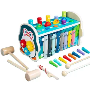 儿童益智玩具多功能儿童玩木琴音乐磁性钓鱼玩具木制打鼹鼠儿童玩具