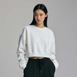 Sudadera Corta para Mujer al por Mayor, 100% Algodón, Cuello Redondo, Cintura Ajustada, Estilo Sexy, Año Nuevo, Marca Privada - Product Image 2