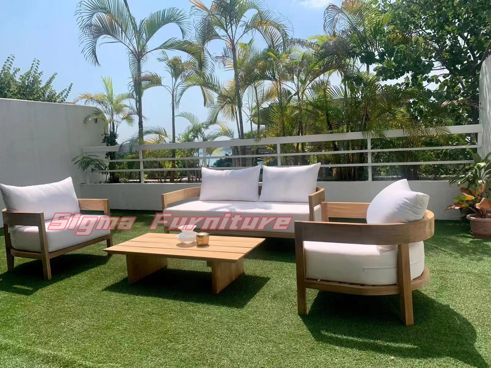 High quality modern outdoor furniture set outdoor furniture solid teak wood sofa patio luxury garden sofa