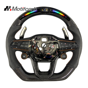 Volante de fibra de carbono LED personalizado para Seat Cupra Leon ST Formentor VZ Tavascan Born Ibiza FR con empuñaduras de microfibra - Product Image 1