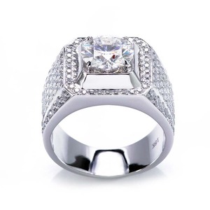 Bague de mariage en or blanc 18 carats style homme <span class=keywords><strong>Provence</strong></span> avec moissanite 3 carats - Product Image 4