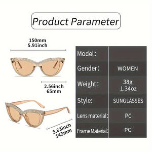 Lunettes de soleil œil-de-chat tendance pour femmes, ornées de strass, avec une monture composite scintillante. Idéal pour les bals de promo, les costumes - Product Image 4