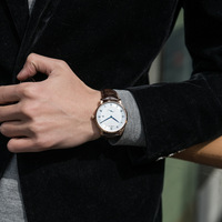 Montre pour homme CARNIVAL, élégante et minimaliste, automatique, mécanique, résistante à l'eau 30M, acier inoxydable, cadran 40 mm, bracelet en cuir véritable