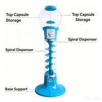 Machine à bonbons en spirale en promotion, 1,5 mètre de haut, distributeur de bonbons et de capsules de jouets à monnayeur pour centres commerciaux et parcs