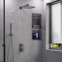 Mitigeur de douche mural en laiton noir brossé avec jet pluie pour hôtels et villas